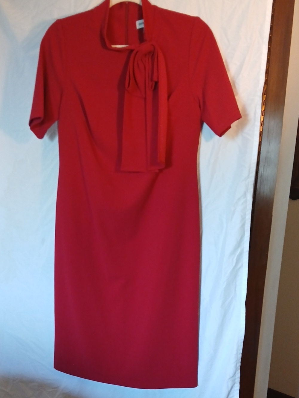 Shelby & Palmer Red Tie-Neck Midi Dress